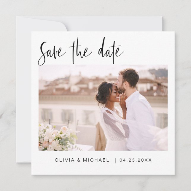 Save The Date Mariage Enregistrer la date Photo Minimaliste simp (Devant)