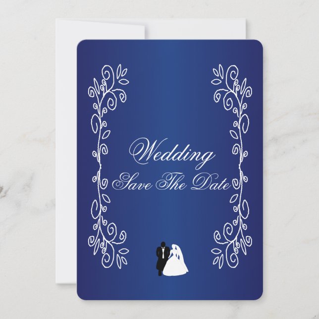 Save The Date Mariage Enregistrer La Date Royal Blue Bride Groom (Devant)