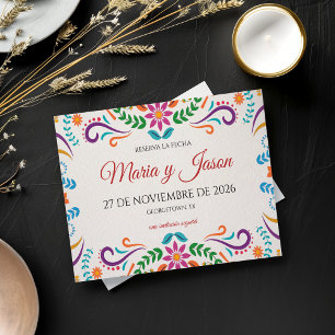 Save The Date Mariage Espagnol Floral Coloré Élégant Fiesta