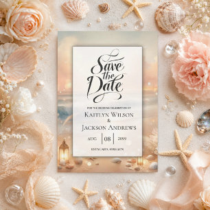 Save The Date Mariage Étincelle de Bord de Mer et Rêves de Couch