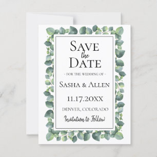 Save The Date Mariage Eucalyptus Foliage Enregistrer la date