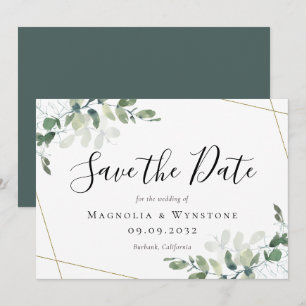 Save The Date Mariage Eucalyptus Green Watercolor