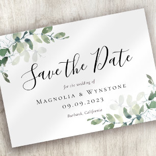 Save The Date Mariage Eucalyptus Green Watercolor