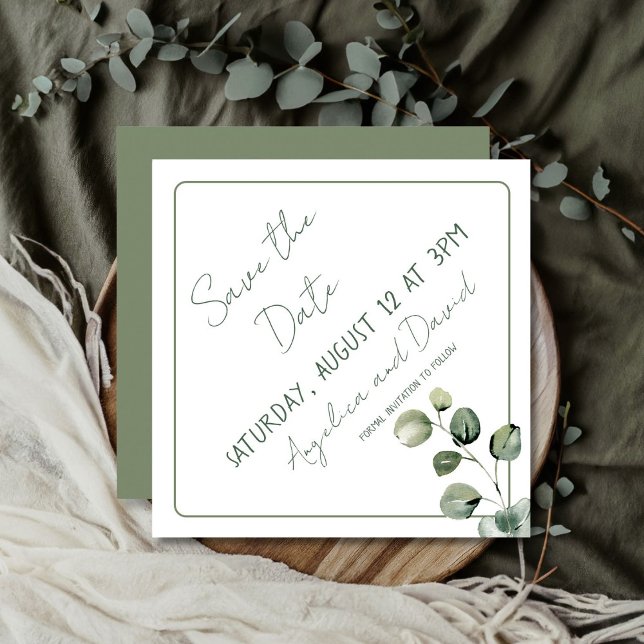 Save The Date Mariage Eucalyptus Moderne Enregistrer La Date (Créateur téléchargé)
