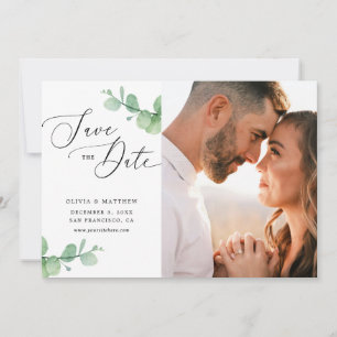 Save The Date Mariage Eucalyptus Photo botanique à l'aquarelle