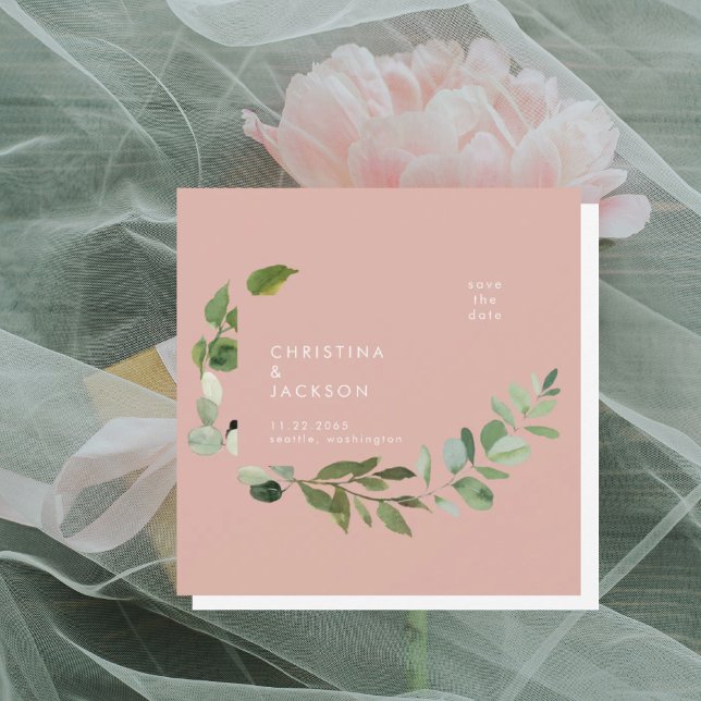 Save The Date Mariage Eucalyptus Rose du désert Enregistrer la d (Créateur téléchargé)