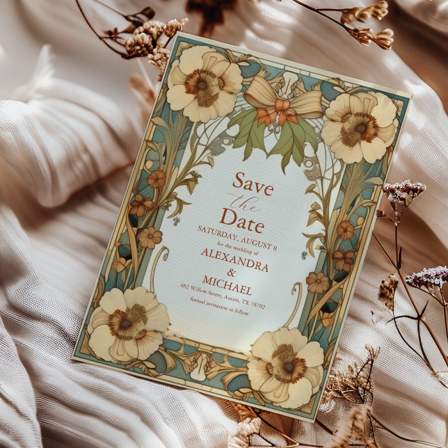Save The Date Mariage européen de Floral de style Art Nouveau (Créateur téléchargé)