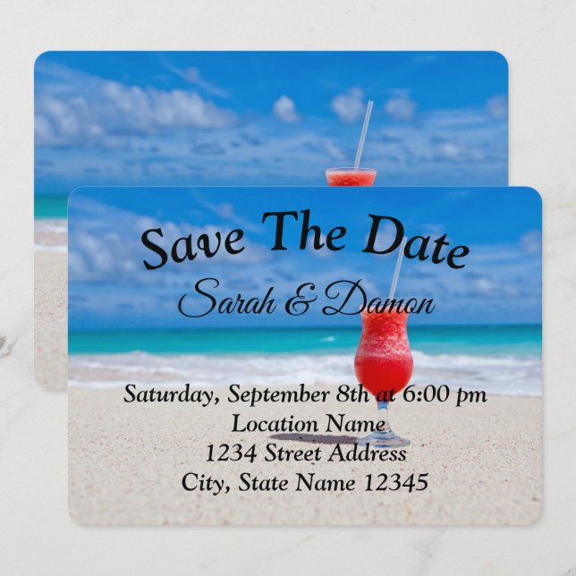 Save The Date Mariage Extraordinaire De Plage, Coquillages Écono (Devant / Derrière)
