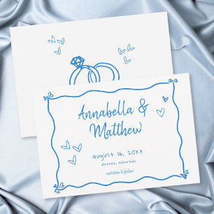 Save The Date Mariage fantaisiste bleu blanc à main levée