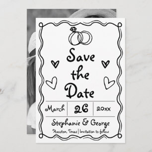 Save The Date Mariage fantaisiste tiré à la main