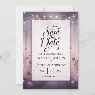 Save The Date Mariage féerique en forêt avec des lumières éthéré