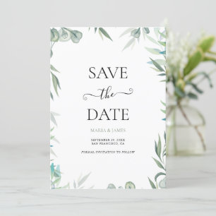 Save The Date Mariage Feuille de l'Eucalyptus