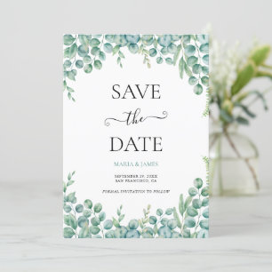 Save The Date Mariage Feuille de l'Eucalyptus