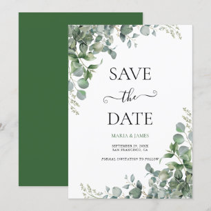Save The Date Mariage Feuille de l'Eucalyptus