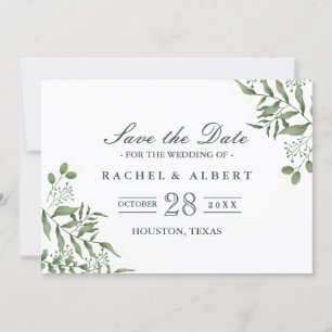Save The Date Mariage Feuille de l'Eucalyptus succulent du budge