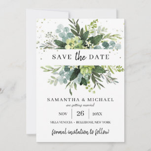 Save The Date Mariage feuille succulent moderne enregistrer la c