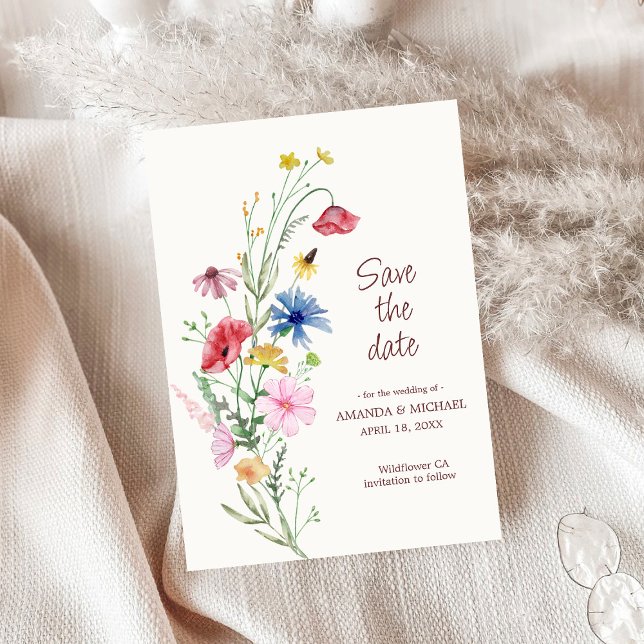 Save The Date Mariage Fleur de Champ Floral et Photo (Créateur téléchargé)