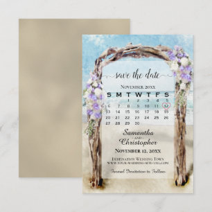 Save The Date Mariage Fleur de Lavande sur la Plage avec Arbre e