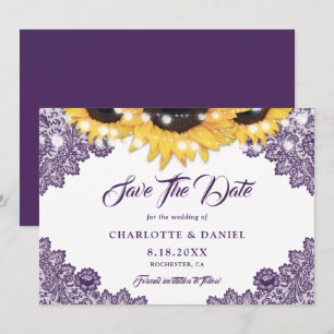 Save The Date Mariage Fleur de Tournesol en Dentelle Florale Rus
