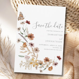 Save The Date Mariage Fleur des Champs Rustique 