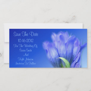 Save The Date Mariage Fleur Gentien Bleu Enregistrer La Date
