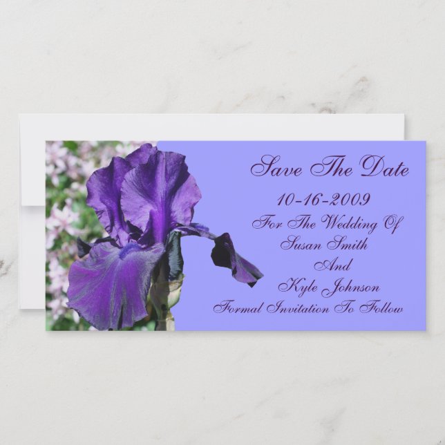 Save The Date Mariage Fleur Iris Violet Enregistrer La Date (Devant)