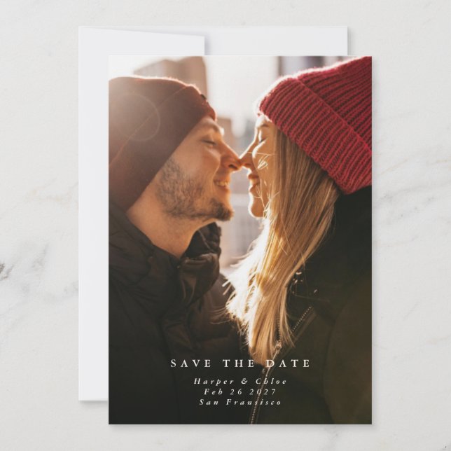 Save The Date Mariage Fleur Sauvage Bohème Simple Élégant (Devant)