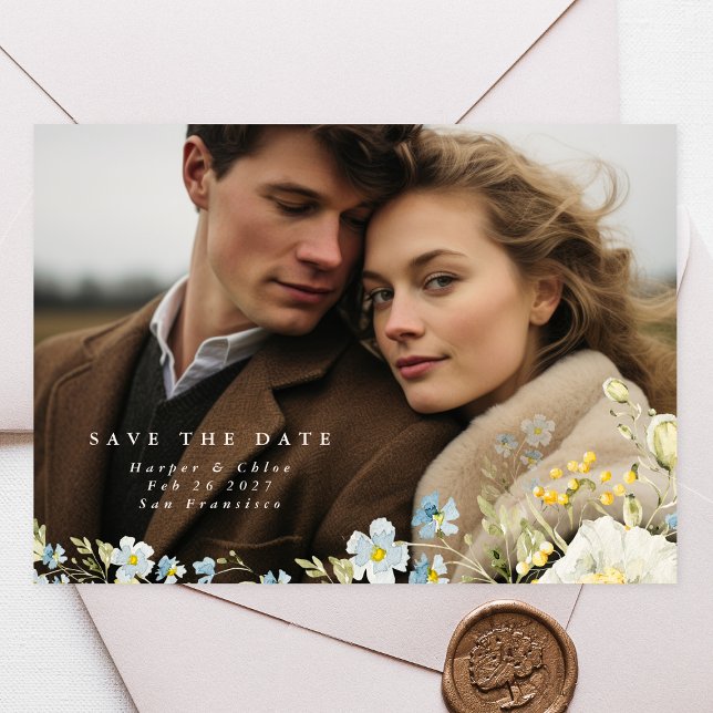 Save The Date Mariage Fleur Sauvage Bohème Simple Élégant (Créateur téléchargé)