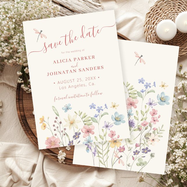 Save The Date Mariage fleur sauvage Boho (Créateur téléchargé)