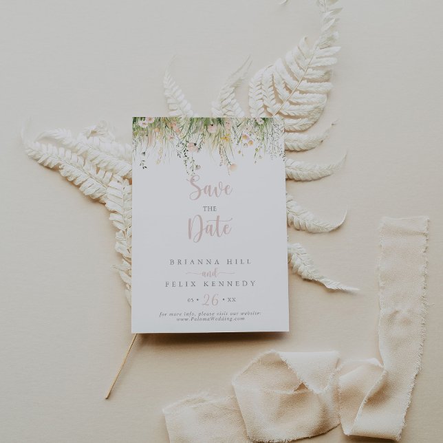 Save The Date Mariage Fleur sauvage Boho vert (Créateur téléchargé)