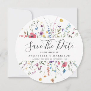 Save The Date Mariage Fleur sauvage coloré Enregistrer La Date
