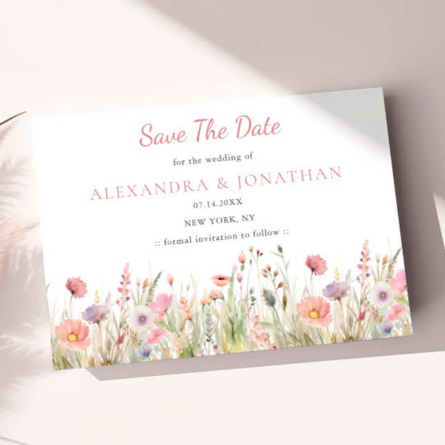 Save The Date Mariage Fleur sauvage de luxe Dusty Pink (Créateur téléchargé)