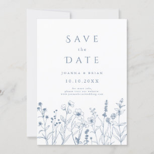 Save The Date Mariage Fleur sauvage de périphérique minimaliste 
