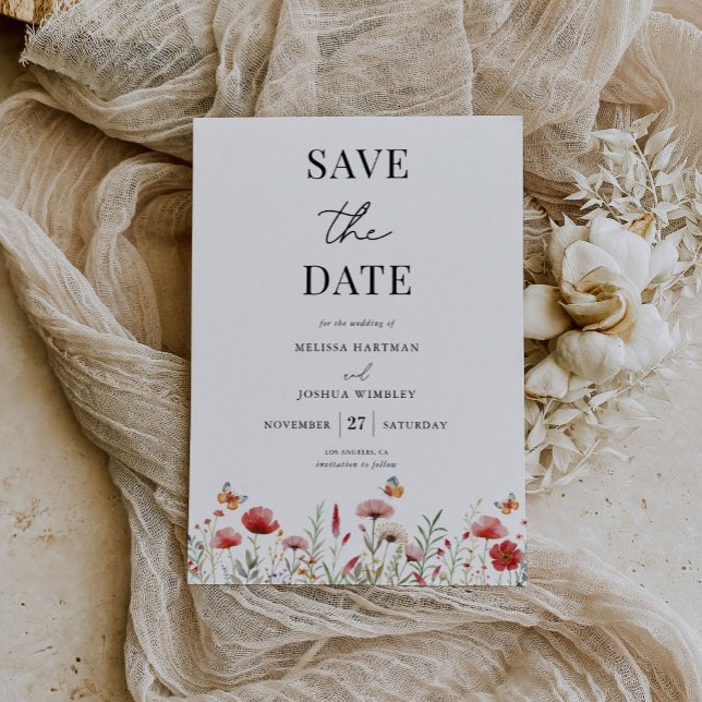 Save The Date Mariage Fleur sauvage Elegant Boho (Créateur téléchargé)