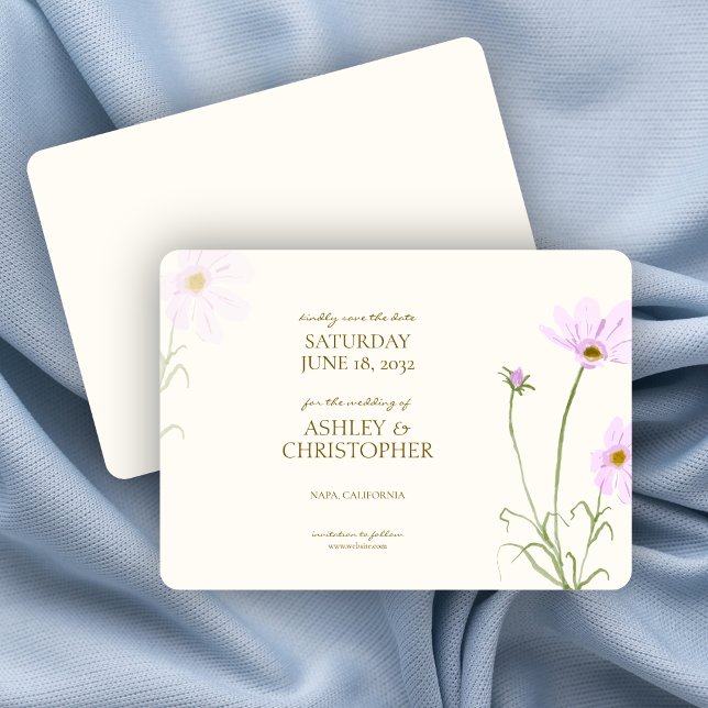 Save The Date Mariage Fleur sauvage élégant Lavender Spring (Créateur téléchargé)