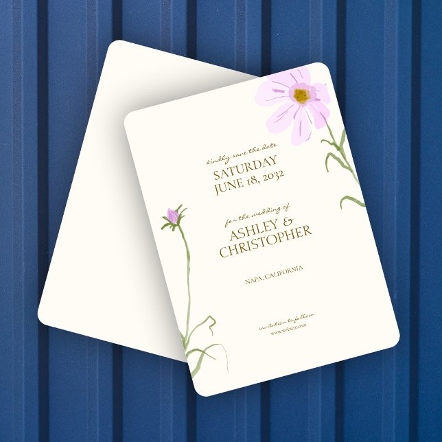 Save The Date Mariage Fleur sauvage élégant Lavender Spring (Créateur téléchargé)