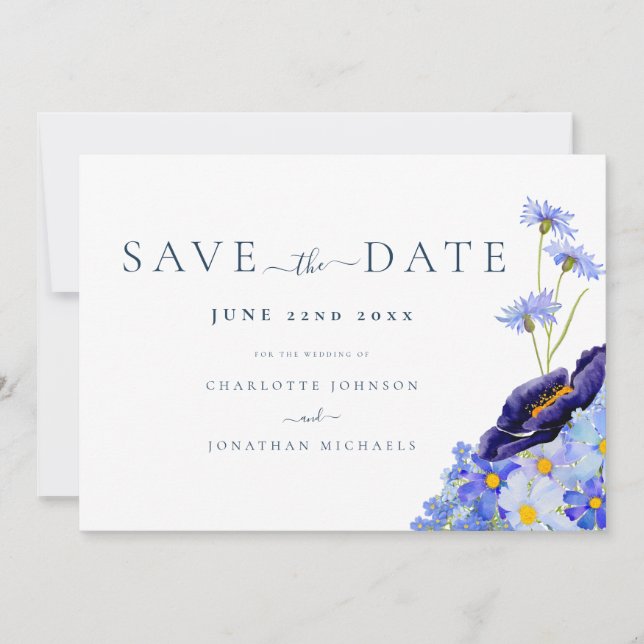 Save The Date Mariage Fleur sauvage moderne (Devant)
