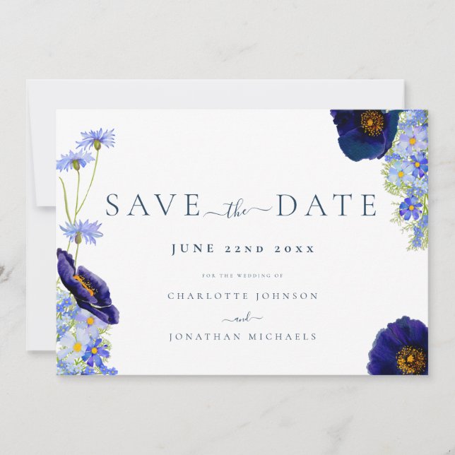 Save The Date Mariage Fleur sauvage moderne (Devant)