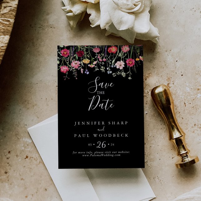 Save The Date Mariage Fleur sauvage multicouleur de jardin (Créateur téléchargé)