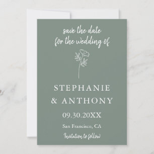 Save The Date Mariage Fleur sauvage Sage Green