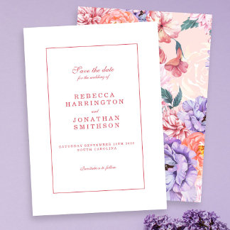 Save The Date Mariage Fleur Vintage Aquarelle Rose Pêche