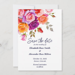 Save The Date Mariage fleuri rose rouge et rose vif