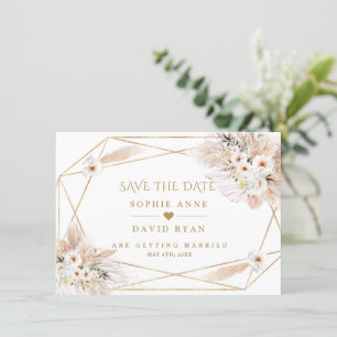 Save The Date Mariage Fleurs Blanches du Désert Herbe des Pampas