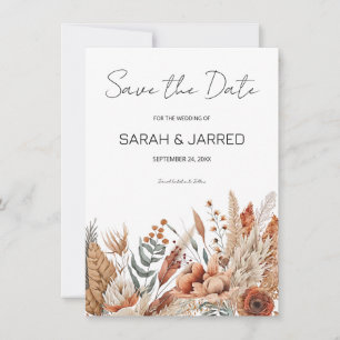 Save The Date Mariage Fleurs de Terracotta Aquarelle