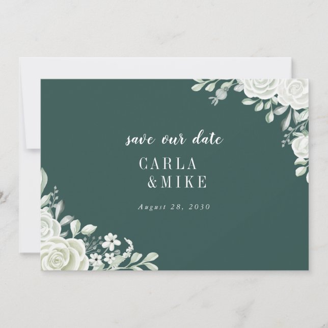 Save The Date Mariage Fleurs de Verdure (Devant)