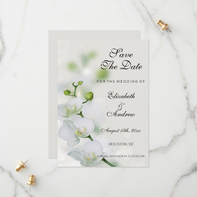 Save The Date Mariage Fleurs d'Orchidée (Devant/Arrière en situation)