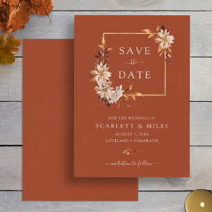 Save The Date Mariage Floral Aquarelle Cuivre Automne