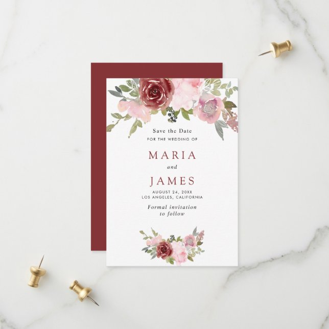 Save The Date Mariage Floral Aquarelle Jardin d'Été (Devant/Arrière en situation)