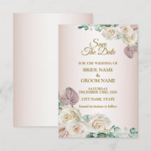 Mariage Floral Aquarelle Vert Foncé Rose Blanc