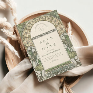 Save The Date Mariage Floral Art Nouveau Verdure